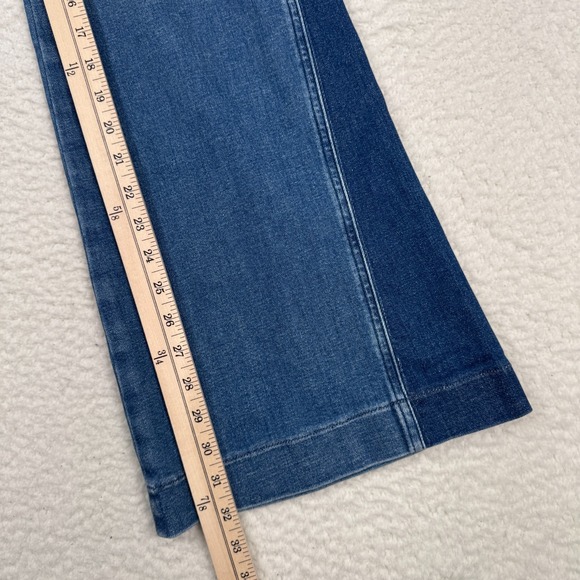 NWT Spanx Flare Jeans Womens Large Mixed Wash 2 Tone Pull on Retro Blue Denim - Picture 7 of 13